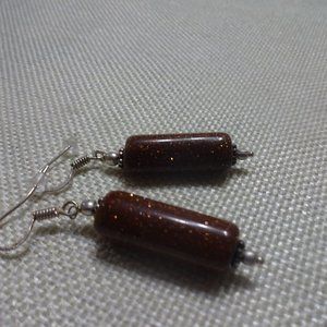 Gorgeous "GOLD SUNSTONE" Handmade Sterling Dangle Earrings #280D